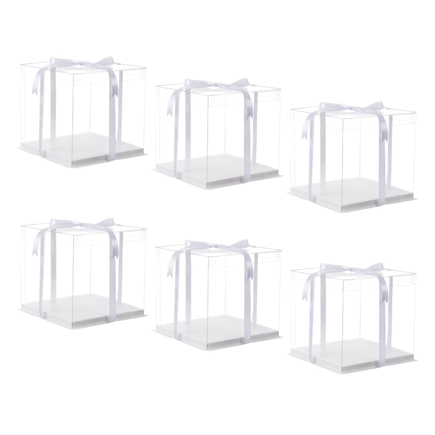 XININSUN 10 inch Clear cake Box, Large Transparent cake Box,tall cake boxes with Ribbon,10x10x9inch - Suitable for packing 8 or 