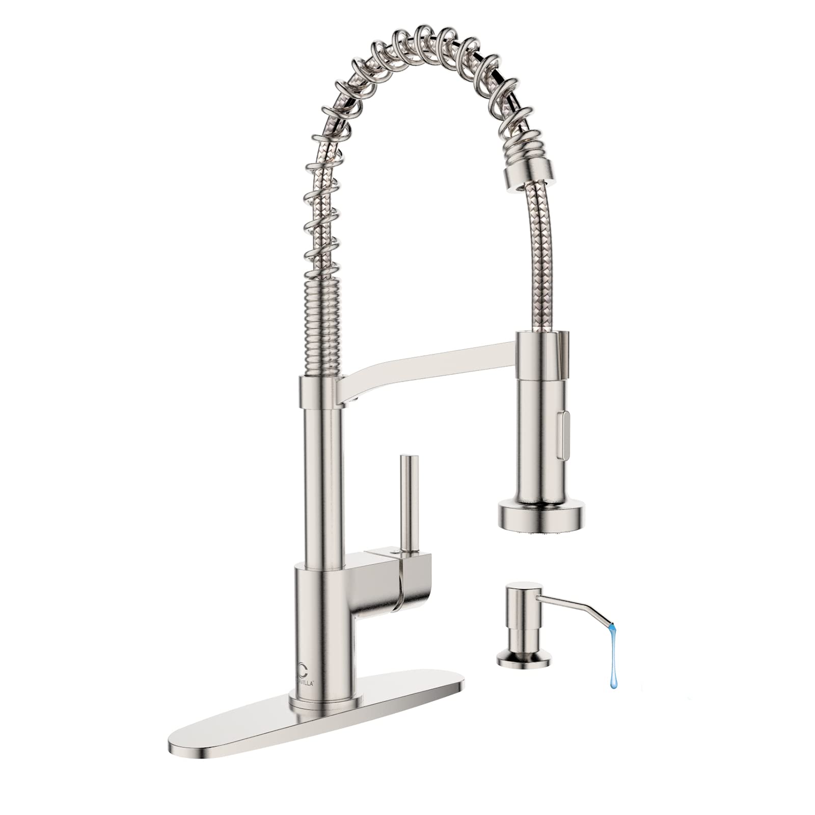 Casavilla Kitchen Faucet Soap Dispenser,Faucet for Kitchen Sink,Kitchen Sink Faucet with Deck Plate,Kitchen Faucet with Pull Dow
