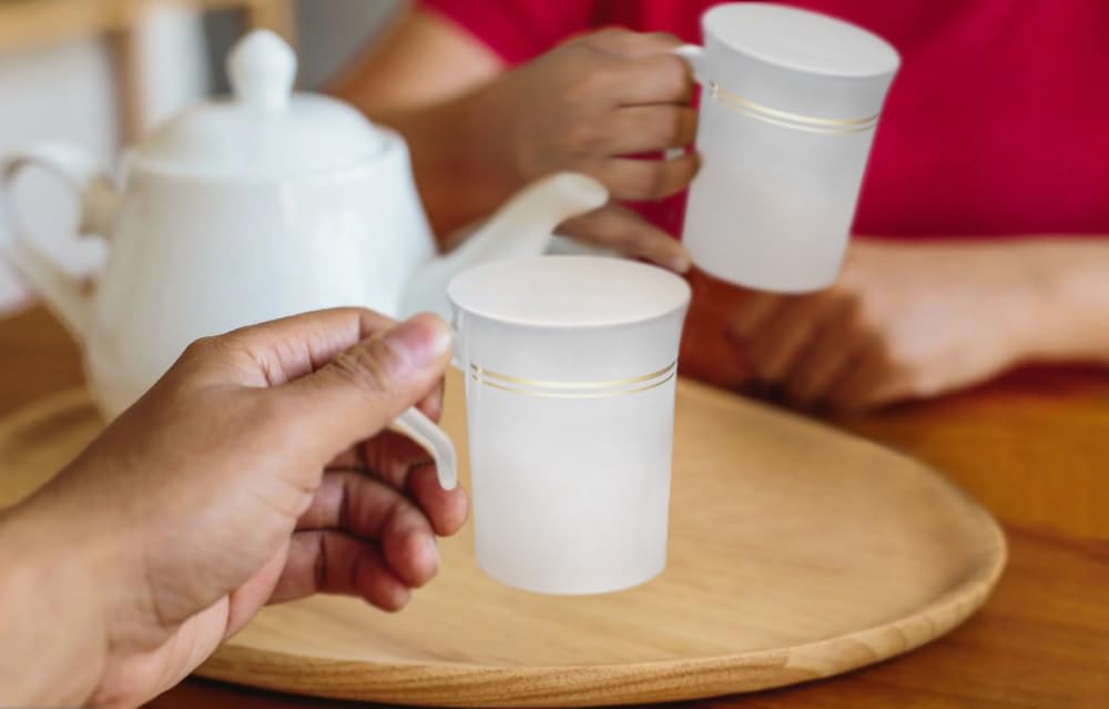 ' Occasions '' 40 Mugs Pack, Heavyweight Disposable Wedding Party Plastic 8 Oz Coffee Mugs/Tea Cups/Cappuccino Cups/Espresso Cu