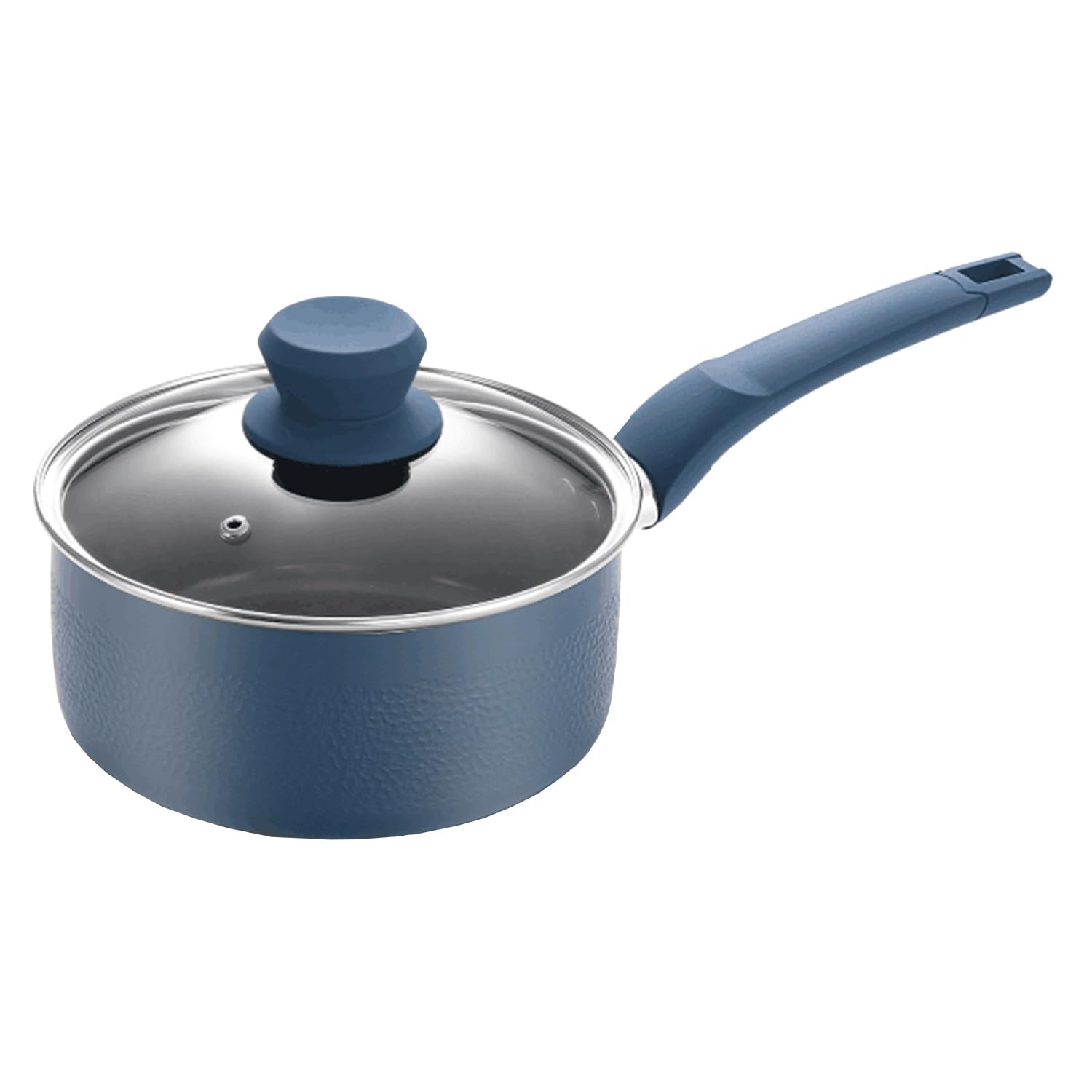 Prime Cuisine 2 Quart Sauce Pan with Lid, Blue Diamond NonStick Small Pot with Tempered Glass Lid, SoftTouch Handles, Induction