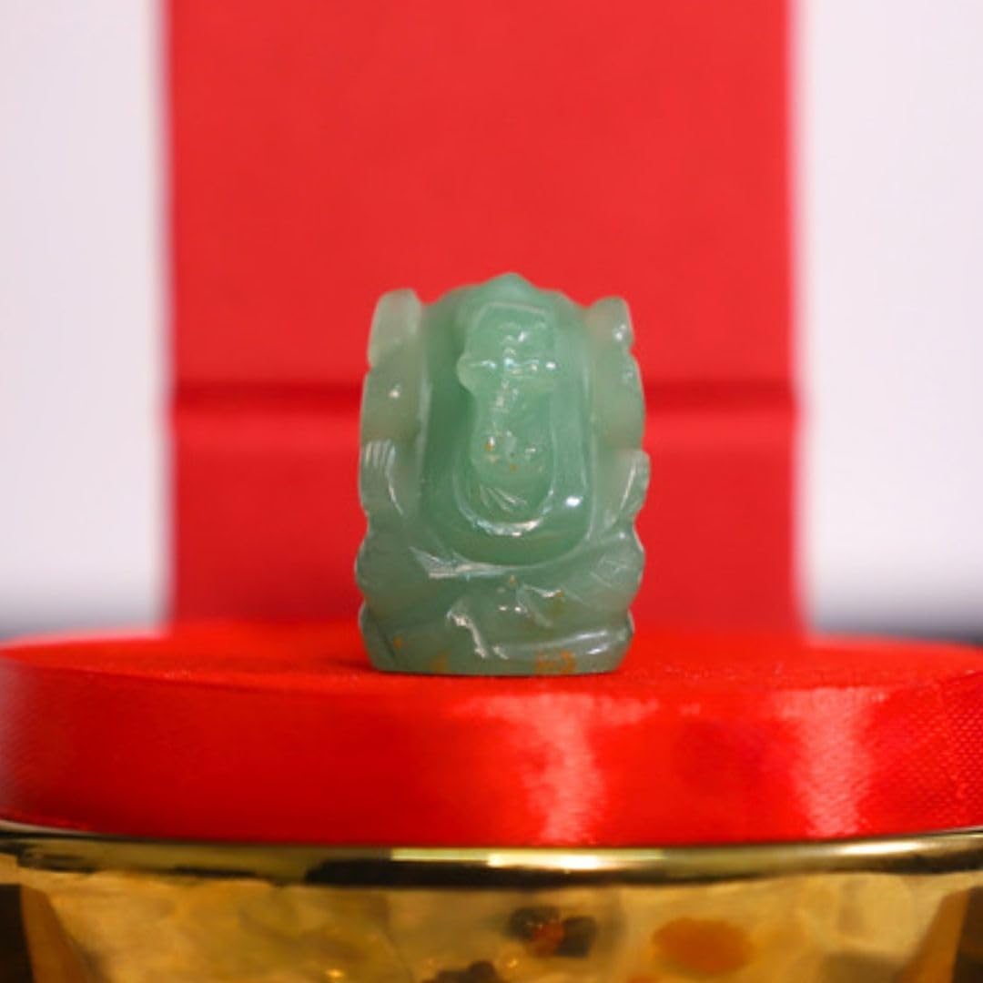 Crystal Divine Green Aventurine Crystal Pocket Ganesha Idol for Home Decor Items & Decorative Items Lord Ganesha Figurine Vastu