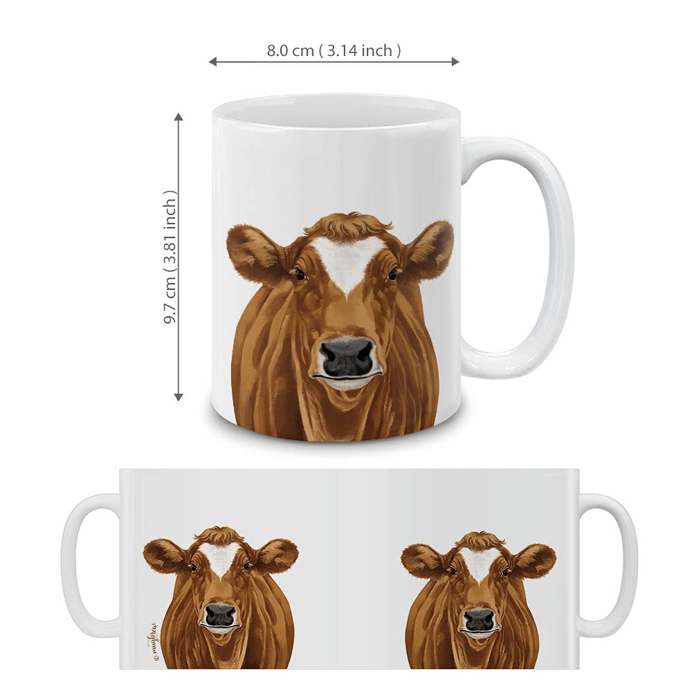 MUGBREW Ceramic Coffee Mug, Brown Cow Design, 11 OZ, Model SBMUG0002-A7560
