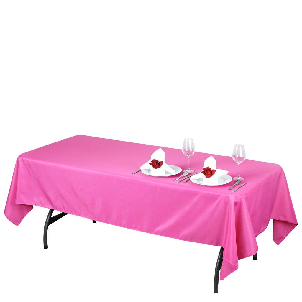 Balsacircle 60X102-Inch Fuchsia Rectangle Polyester Tablecloth Table Cover Linens For Wedding Party Events Kitchen Dining