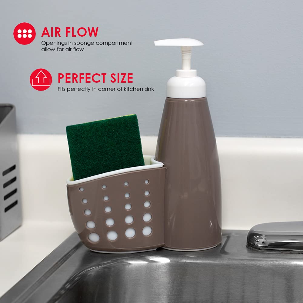 Home Basics 20 Oz Bathroom Sponge Holder For Kitchen Sink Countertop Soap Dispenser