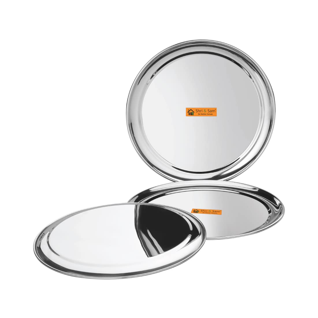 Shri & Sam Stainless Steel High Grade Shagun Dinner Plates (3 Pieces)