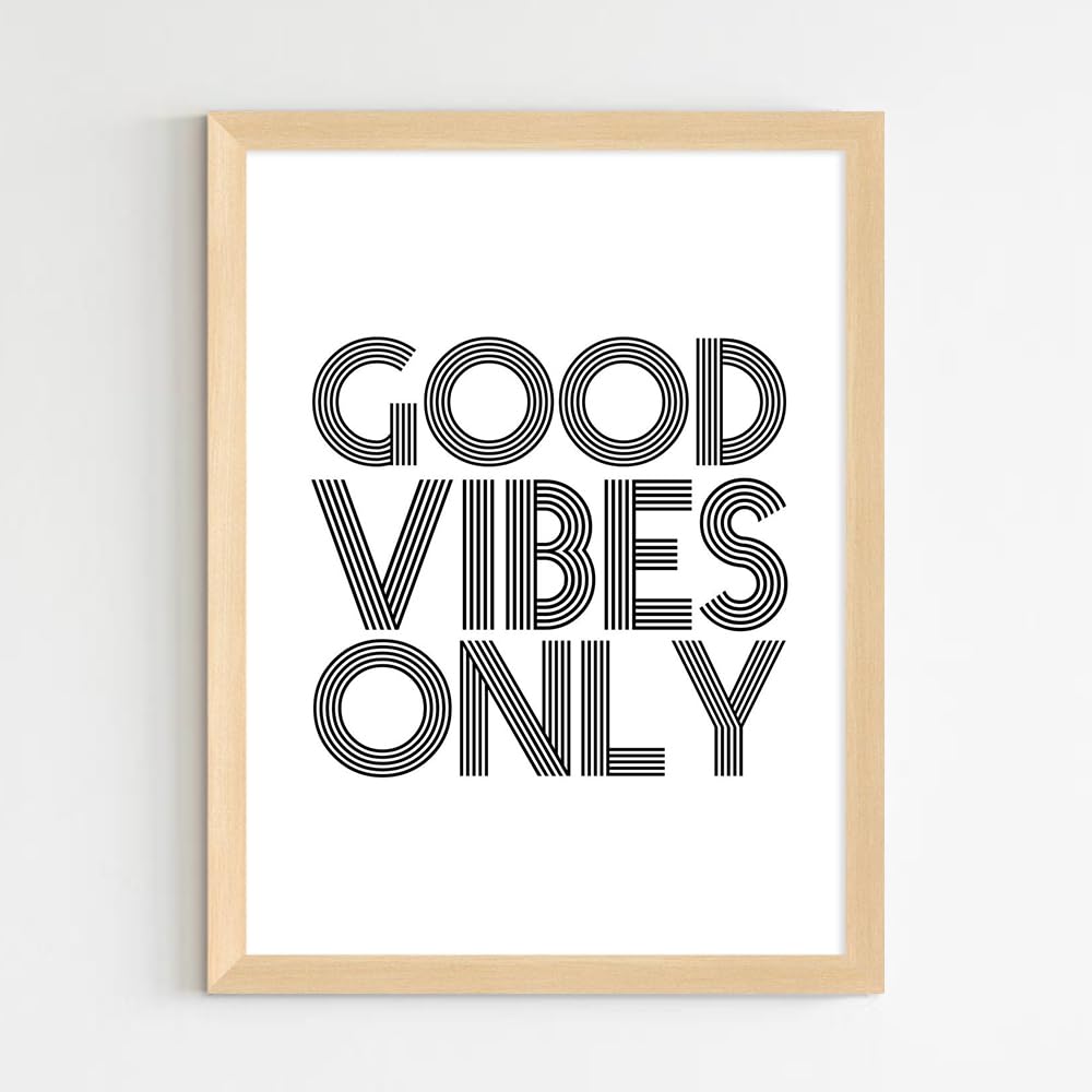 COLOSSAL ART HOUSE Good Vibes Only Motivational Quote Poster Frame for Home, Office and Study Room Wall Dcor - Portrait, Wall Di