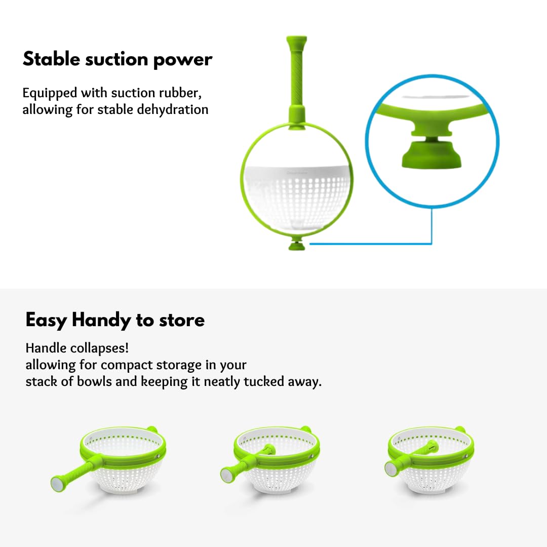 Banu Salad Spinner, Multi-Use Kitchen Collapsible Spinning Colander With Handle, Strainer, Washer Dryer Drainer Compact Storage,