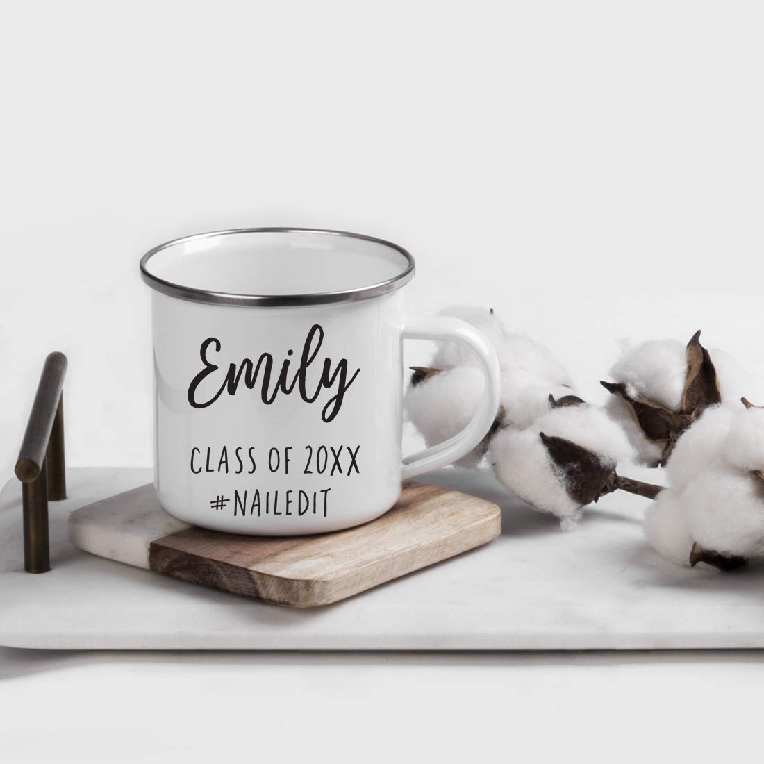 Andaz Press Personalized Custom 11Oz. Graduation Stainless Steel Campfire Coffee Mug Gift, Emily Class Of 2024# Nailedit, 1-Pack
