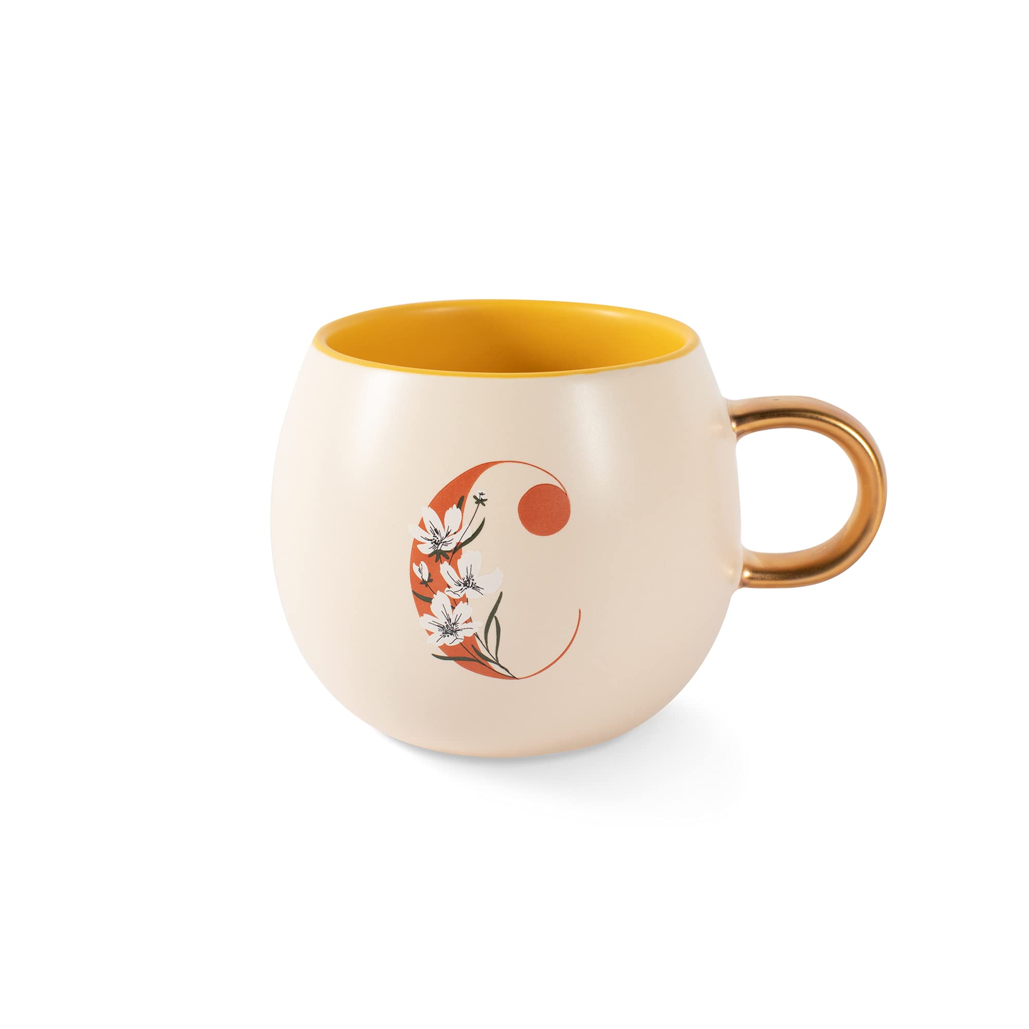 Fringe Studio Floral C Stoneware Mug, 14 fl oz, Cream