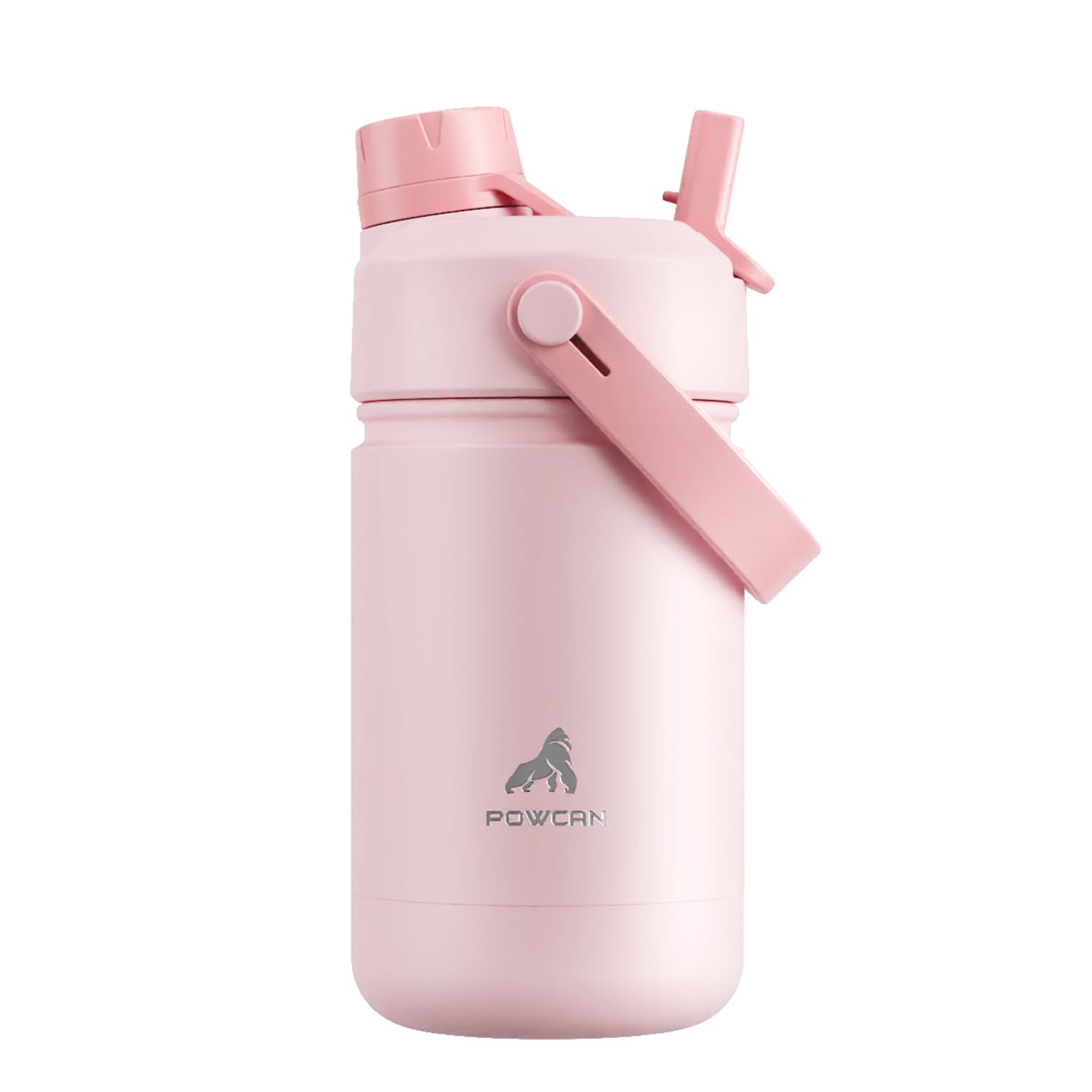 POWCAN 12 oz Insulated Water Bottle for School: 2-in-1 Straw Spout Lid, Leakproof, BPA-Free, Keep Cold 24H, Insulated Stainless 