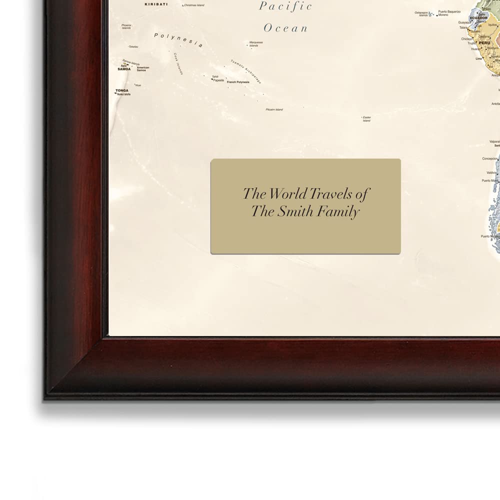 Map Your Travels Push Pin World Map - Deluxe 33"x21" Wood Frame - Personalized Gift - Handmade in Minnesota