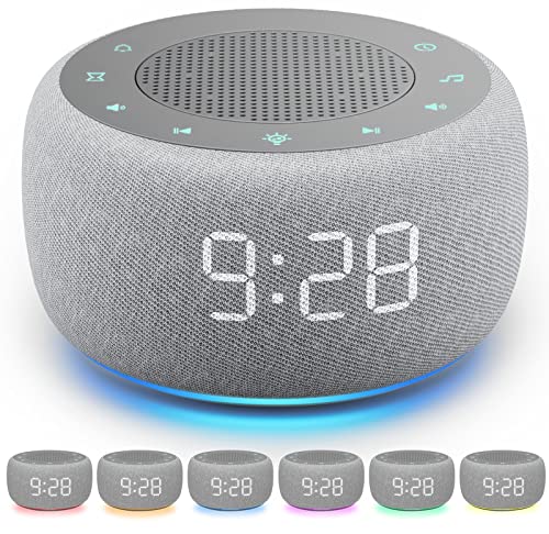 Buffbee Sound Machine & Alarm Clock 2-In-1, 18 Soothing Sound, 7 Night Light, Sleep Timer, Precise 30-Level Volume Control White