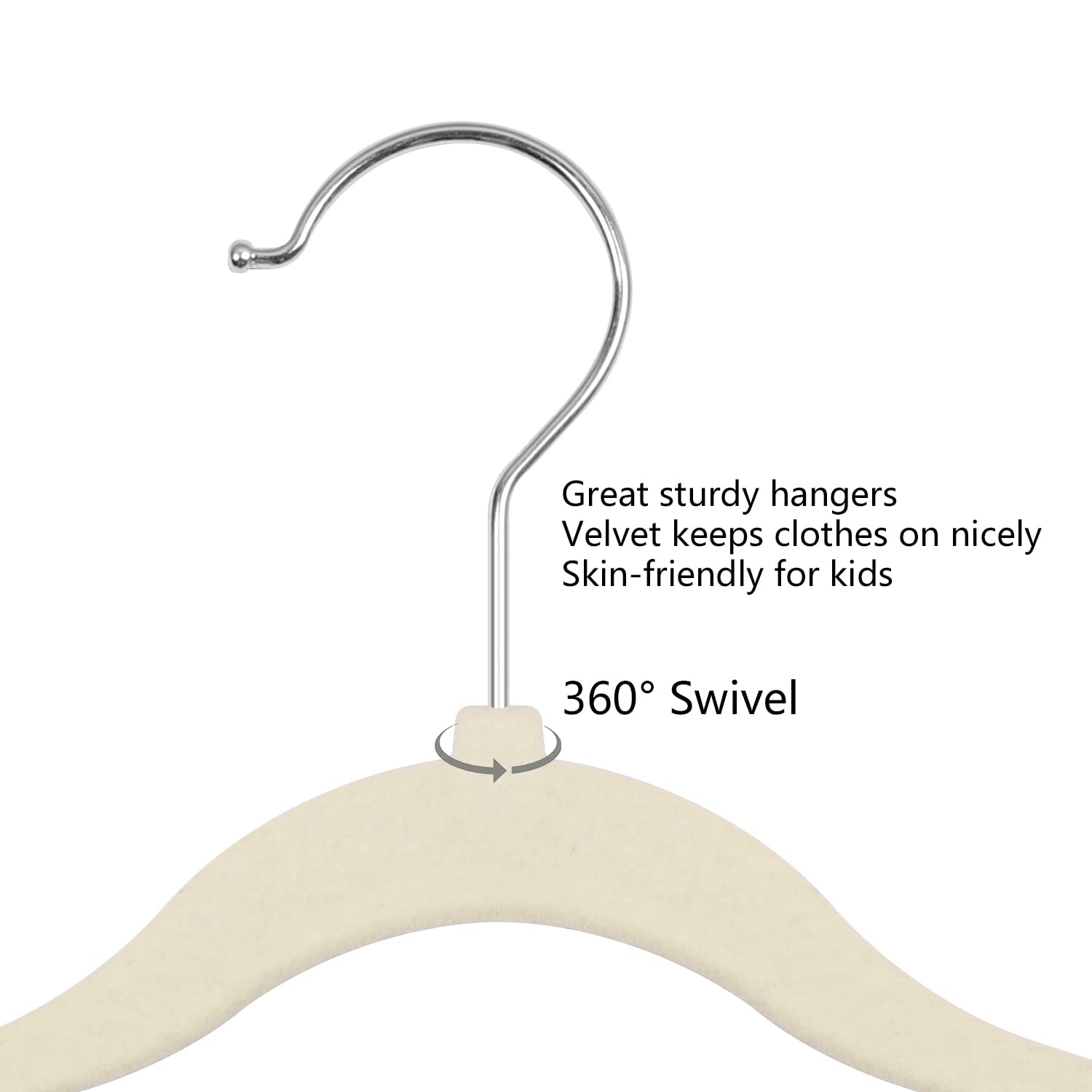 Goodtou Kids Velvet Hangers Baby Hangers For Closet 20 Pack Non Slip Childrens Infant Hangers Beige