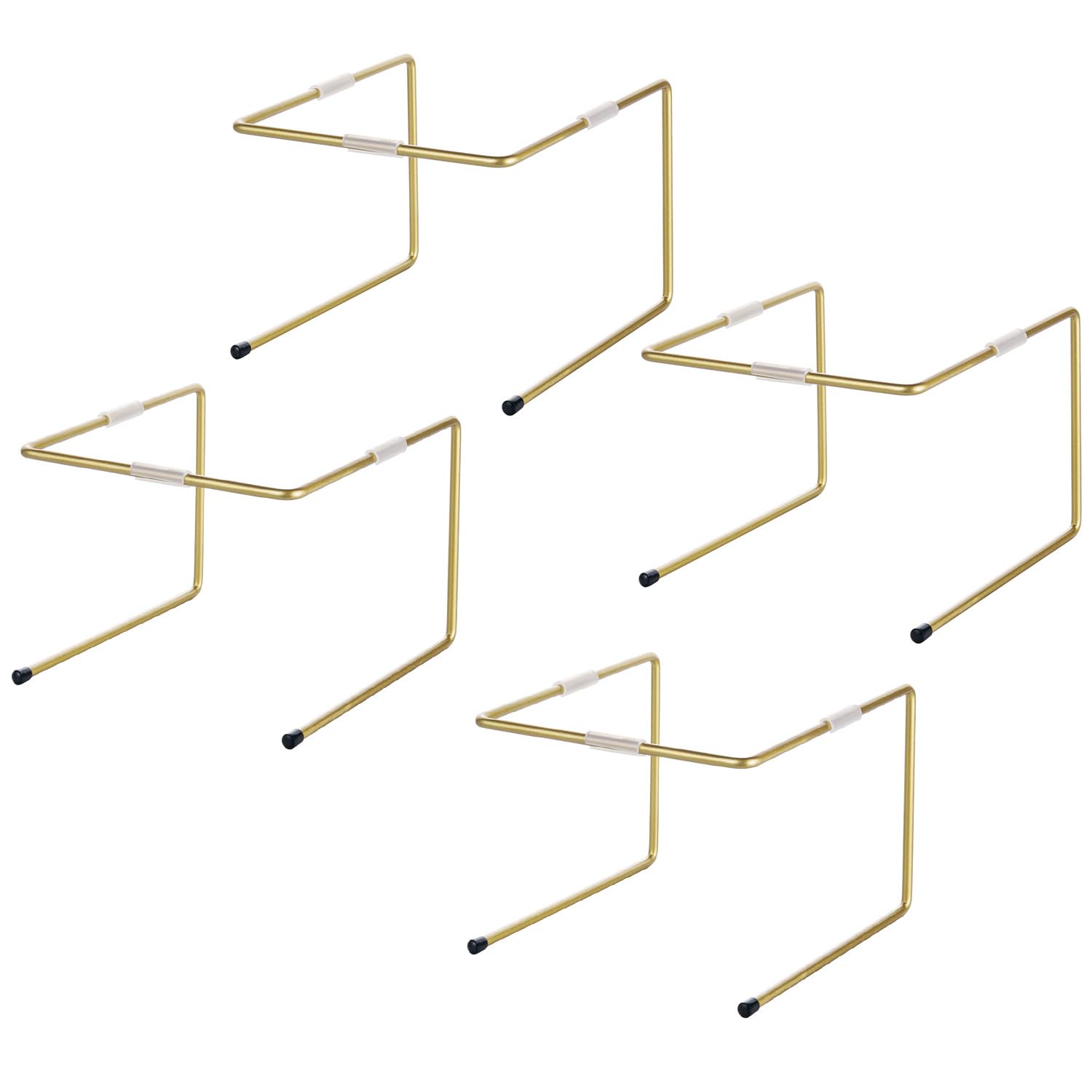 MyGift Brass Metal Pizza Table Stands, Tabletop Pizza Pan Riser Food Platter Tray and Display Rack, Set of 4