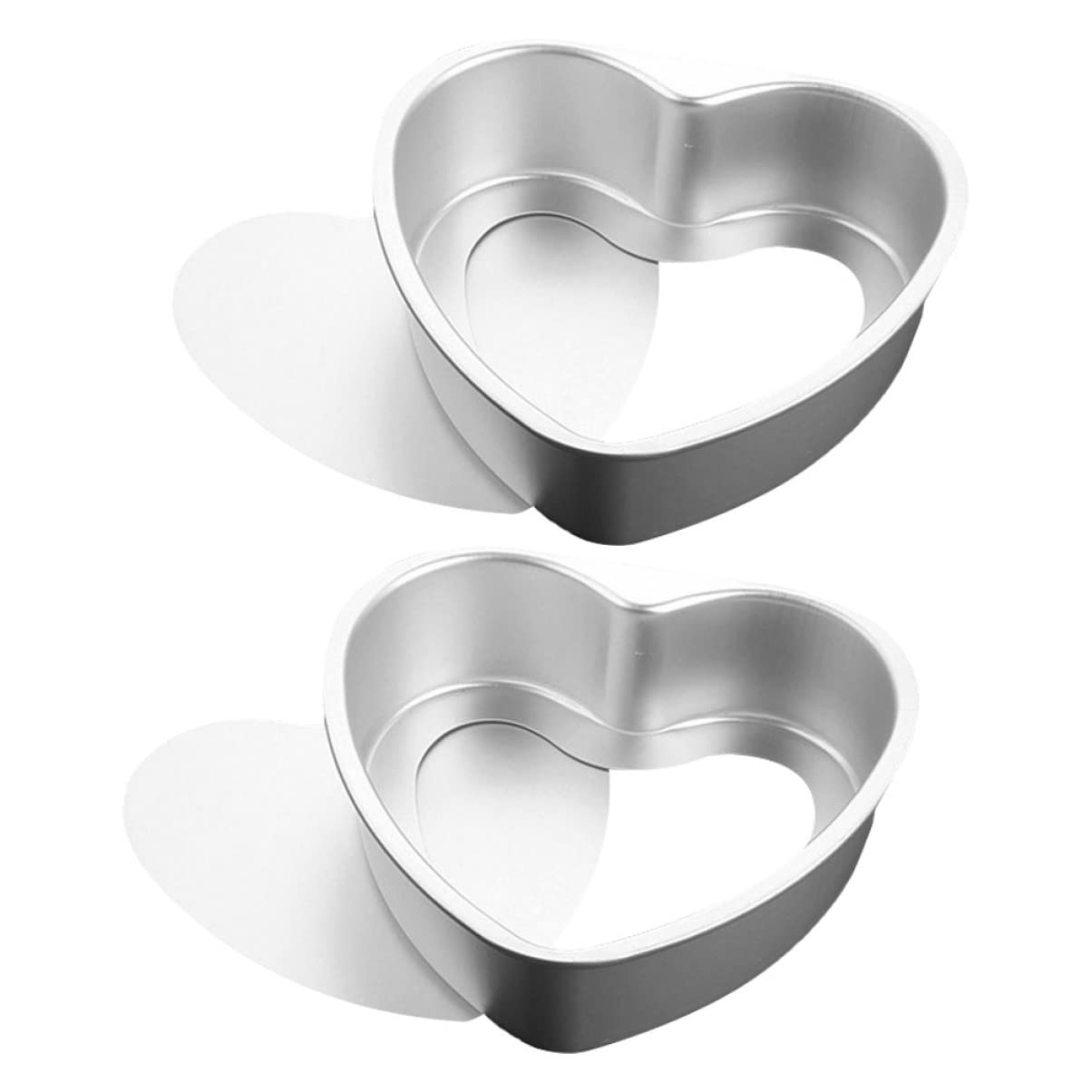 2Pcs Heart Shaped Cake Pans Aluminum Pans With Removable Bottom, Kitchen Baking Bread Cheesecake Non-Stick Cake Mold Heart-Shape