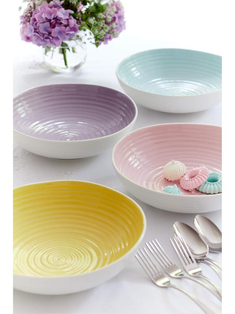 Portmeirion Sophie Conran Celadon Pasta Bowl  Set of 4  Large Serving Bowls for Soup or Salad  9 Inch  Made from Fine Porcelain  Microwave and Dishwasher Safe