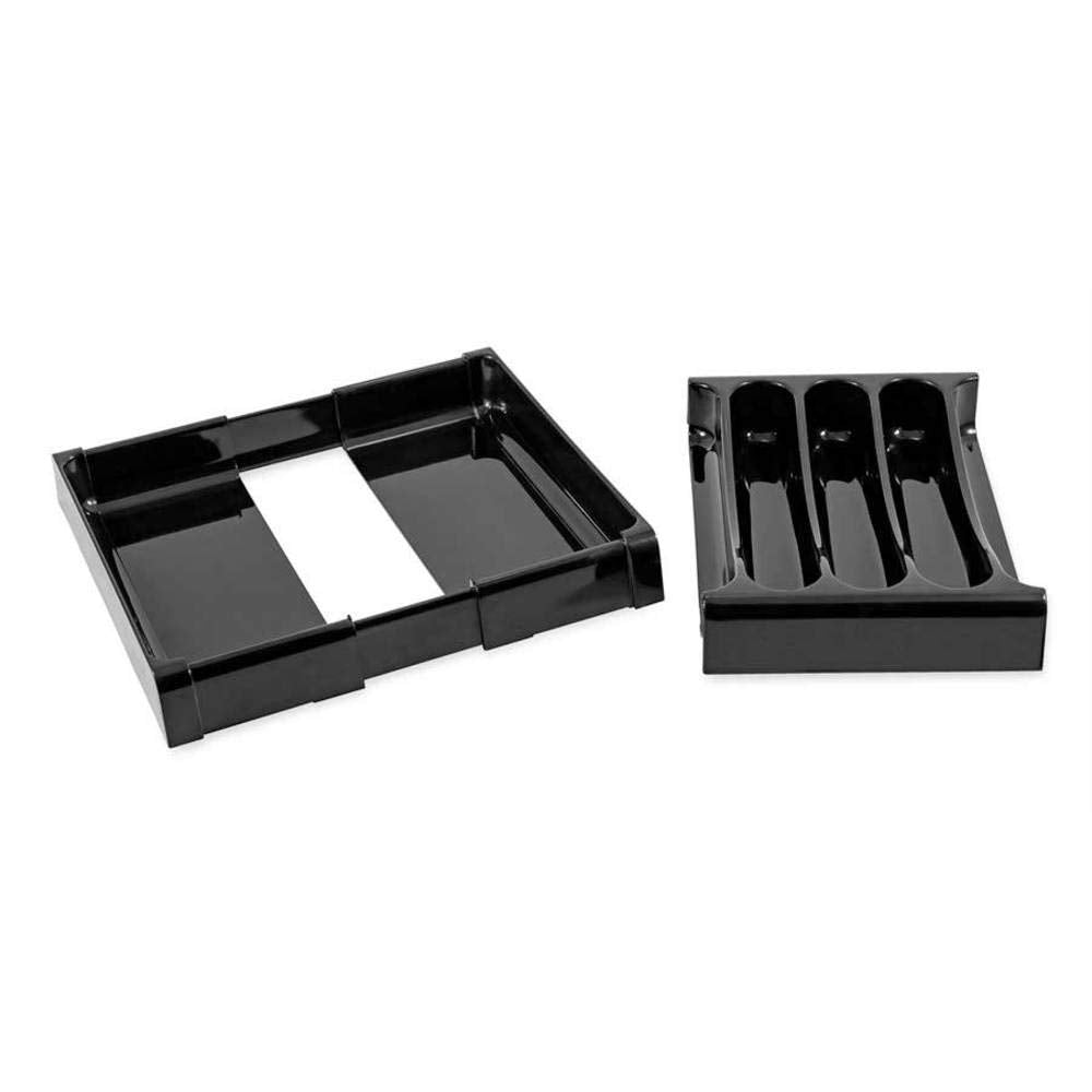 Camco 43504 Rv Adjustable Cutlery Tray, Black - Easily Organize And Store Your Kitchen Flatware - Create A Custom Fit To Your Dr
