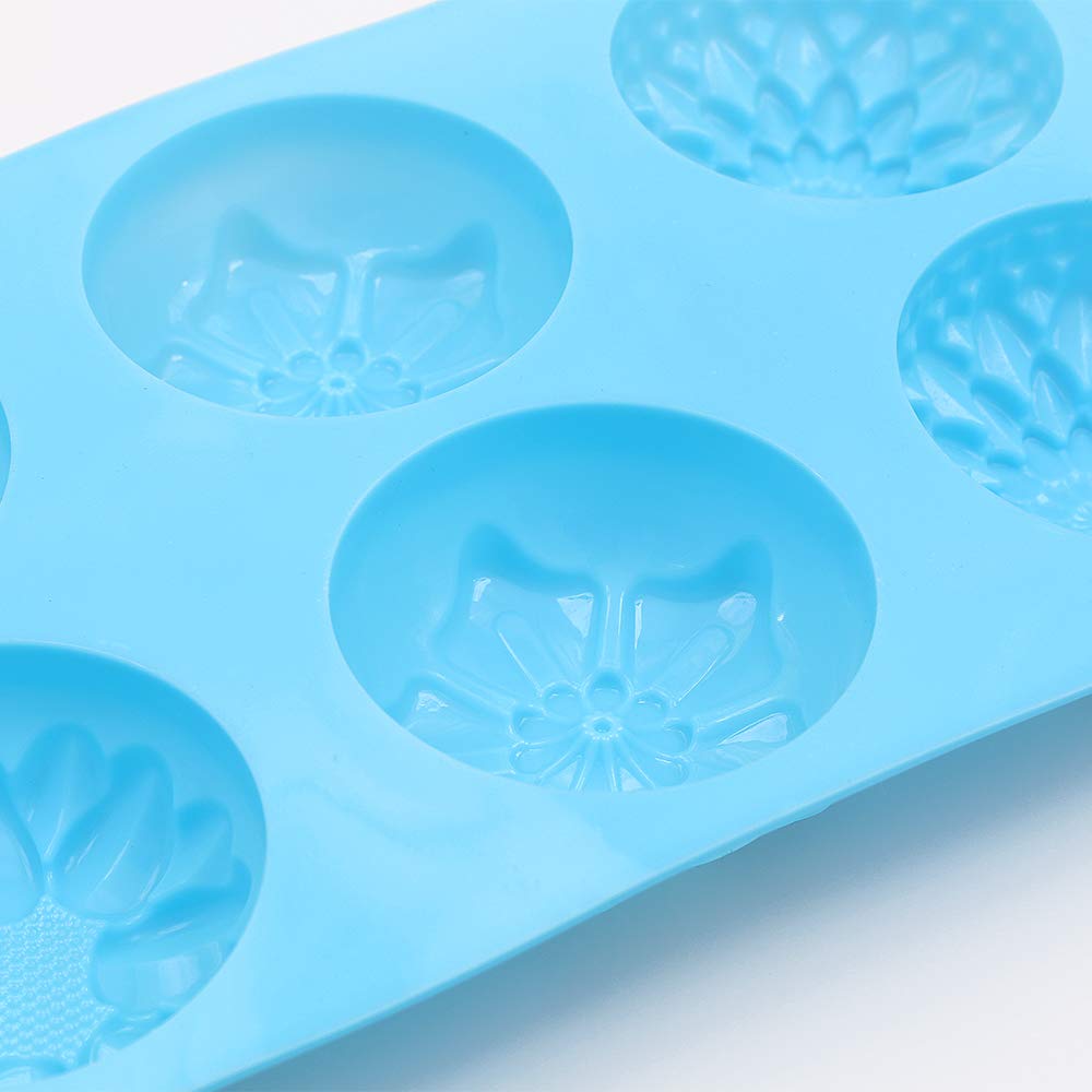 Homedge 6-Cavity Silicone Flowers Shaped Mold, Set Of 3Pcs Non Stick Silicone Mixed Sunflowers, Daisy Mold For Candy Chocolate J