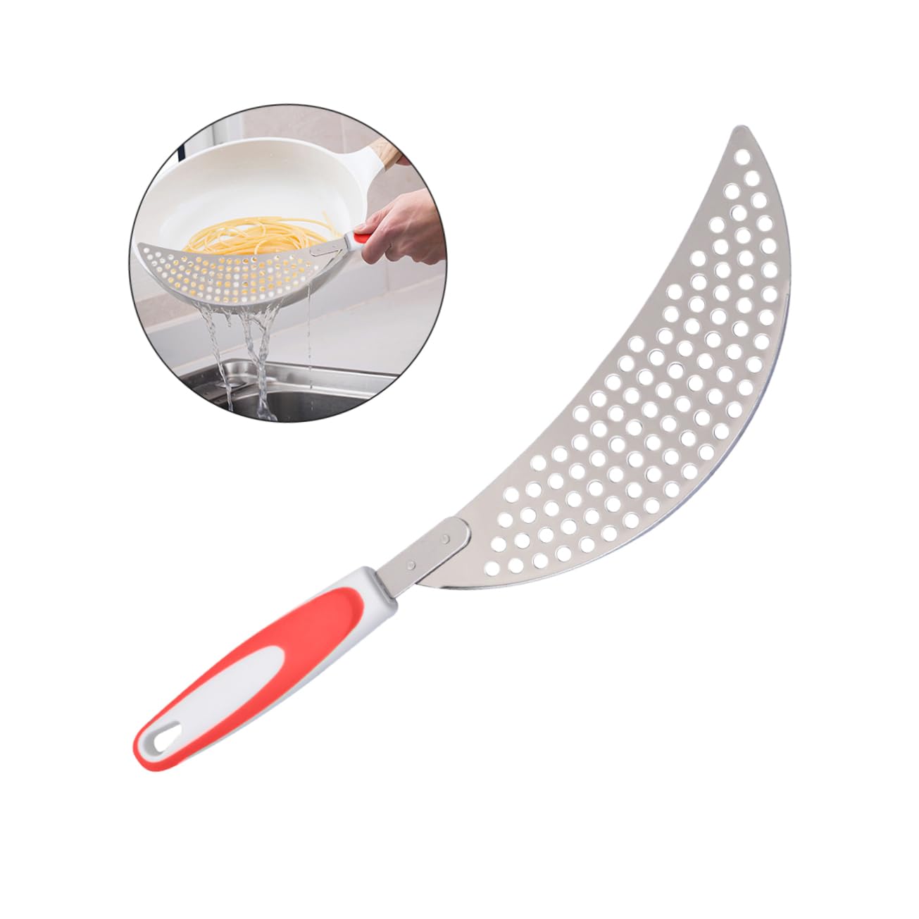 LABRIMP 1pc Strainer Pasta Noodles Filter Flat Skillet Orange Saucepans Vegetable Spaghetti Noodles Pasta Pot Drainer Small Tool
