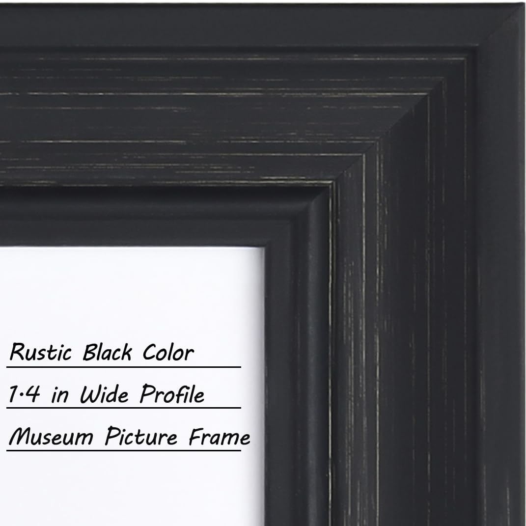 Yaetm Black 5x7 Picture Frame Set of 4, 1.4    Wide Molding & Distressed Black Photo Frames 5 x 7 with HD Tempered Glass, Displa