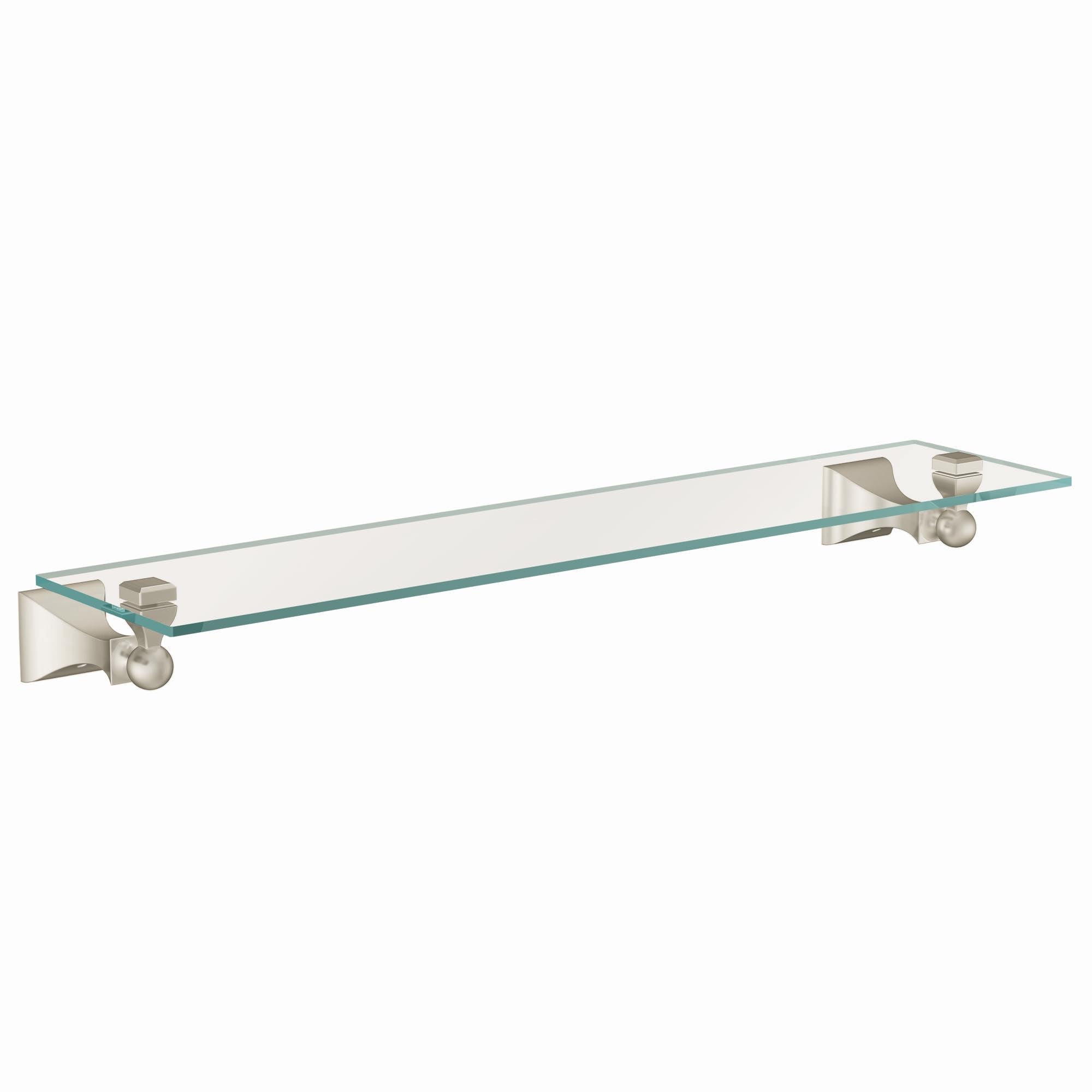 Moen Dn8390Bn Retreat 22-Inch Wide X 5-Inch Deep Decorative Glass Bathroom Vanity Shelf, Brushed Nickel
