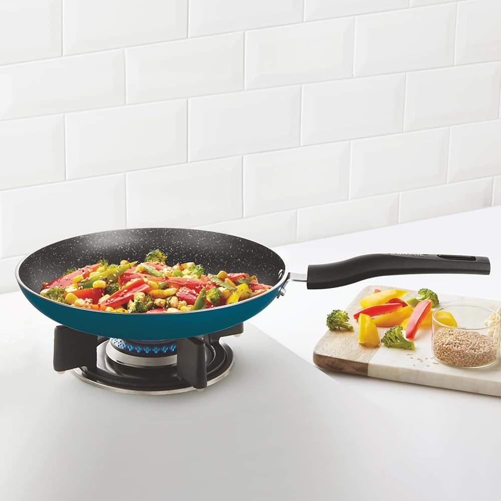 Borosil Prochef NonStick Aluminum Fry Pan 24 Cm | Gas Stove Compatible, Thick Uniform Body For Even Heating, Dishwasher Safe | 