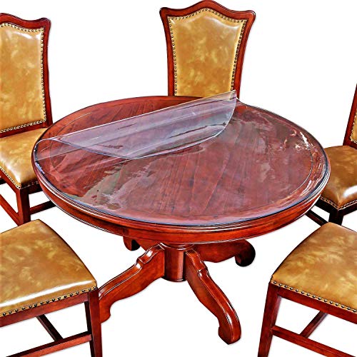 Round Dining Room Table Protector Tablecloth Cover Clear Plastic Cloths Waterproof Wipeable Heat Resistant Vinyl Pvc Desktop Pad