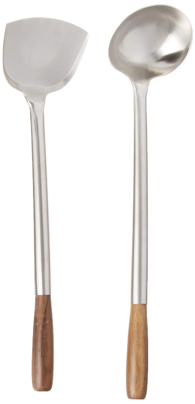 Fox Run Spatula & Ladle Wok Utensil Set, Set Of 2, Traditional Handles, Silver