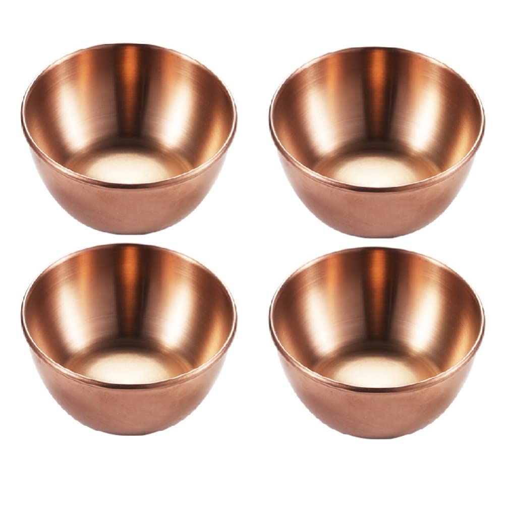 Doitool 4Pcs Stainless Steel Sauce Dishes Round Sushi Dipping Bowls,Sushi Dipping Sauce Dishes Seasoning Dish Saucer Bowl Mini A