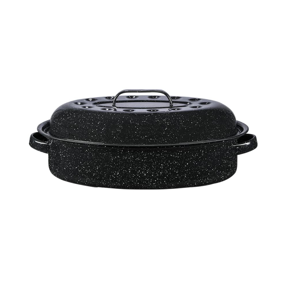 Granite Ware 15-Inch Covered Oval Roaster, 15 inches, Black