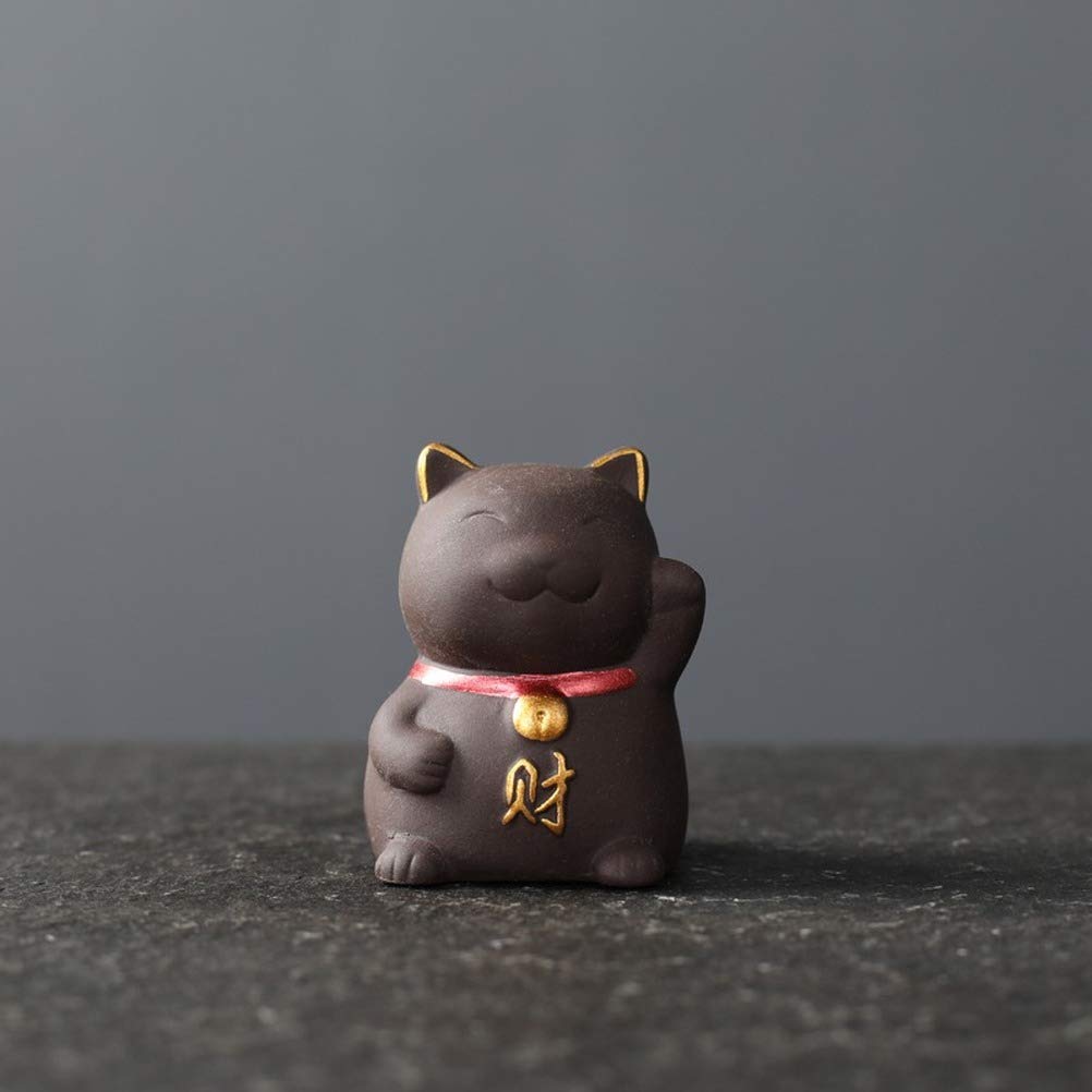 Sce Purple Clay Small Tea Pet For Tea Ceremony, Lucky Cat Figurine Ornament Tea Accessories Crafts For Home/Office/Tea Room Deco