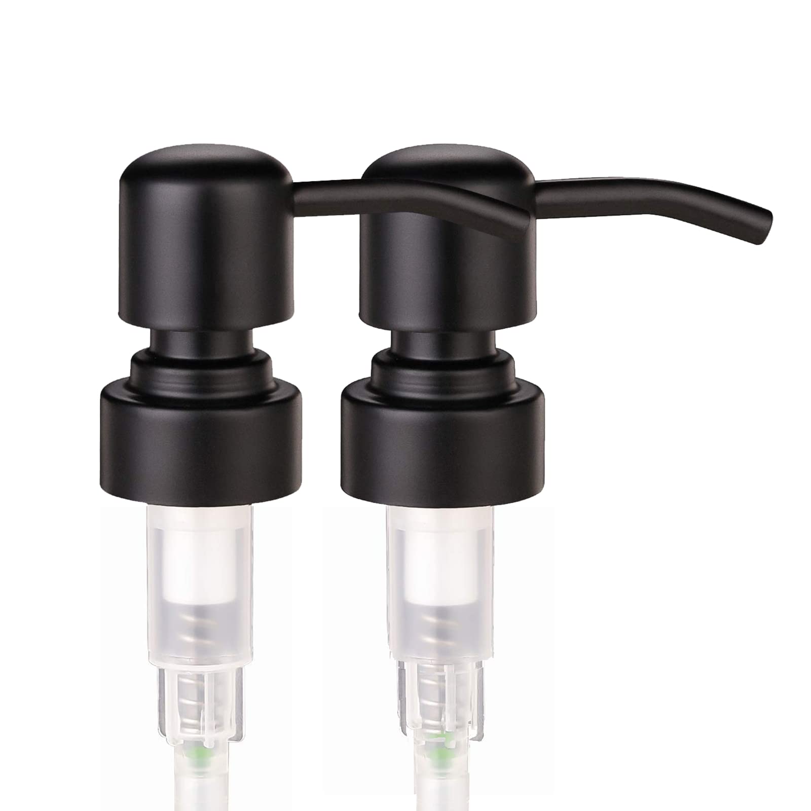 2 Pcs Thick Clear Glass Jar Hand Soap Dispenser Bathroom With Matte Black Stainless Steel Pump, 12Ounce Clear Boston Round Bottl