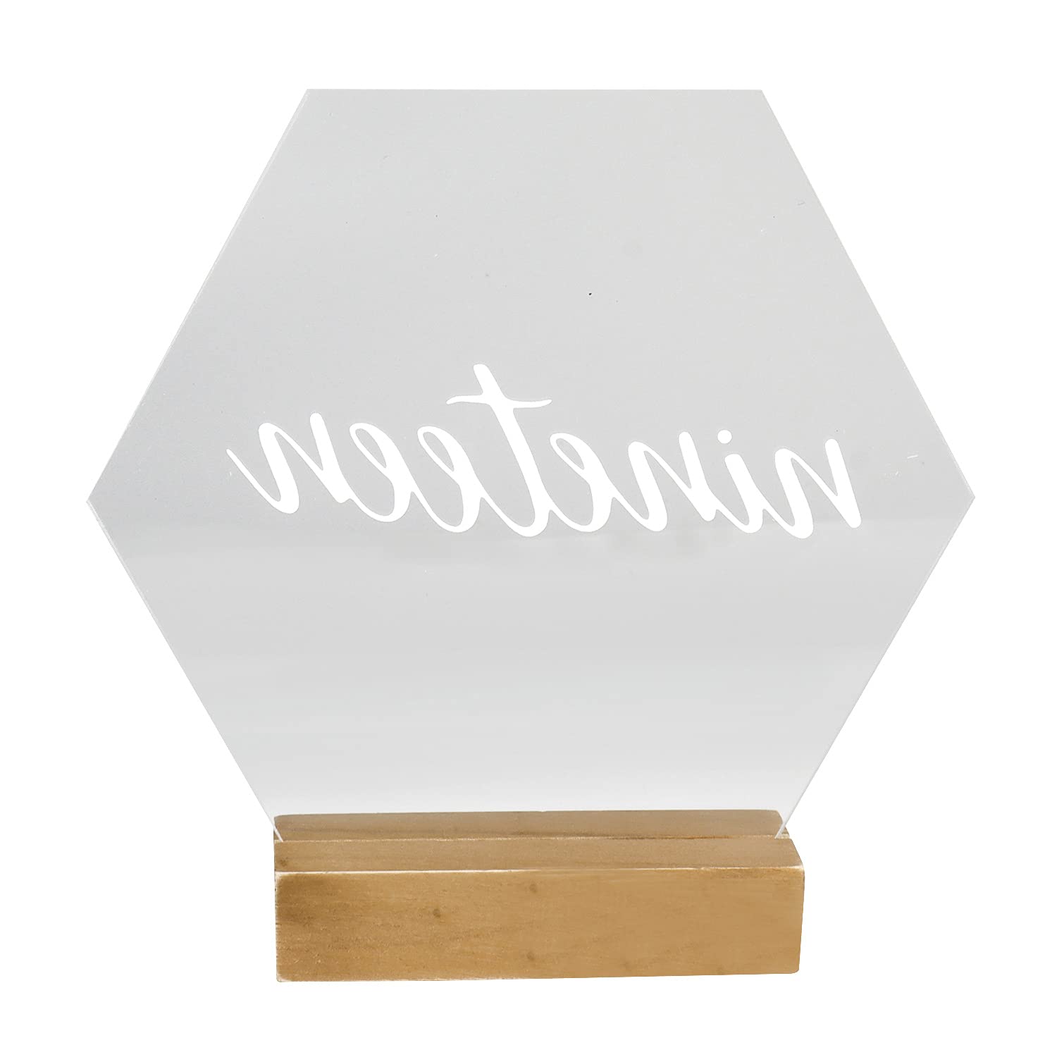 Hanna Roberts Modern Hexagonal Geometric Table Number Acrylic Signs With Wood Stands For Wedding Reception, Restaurant, Event Pa