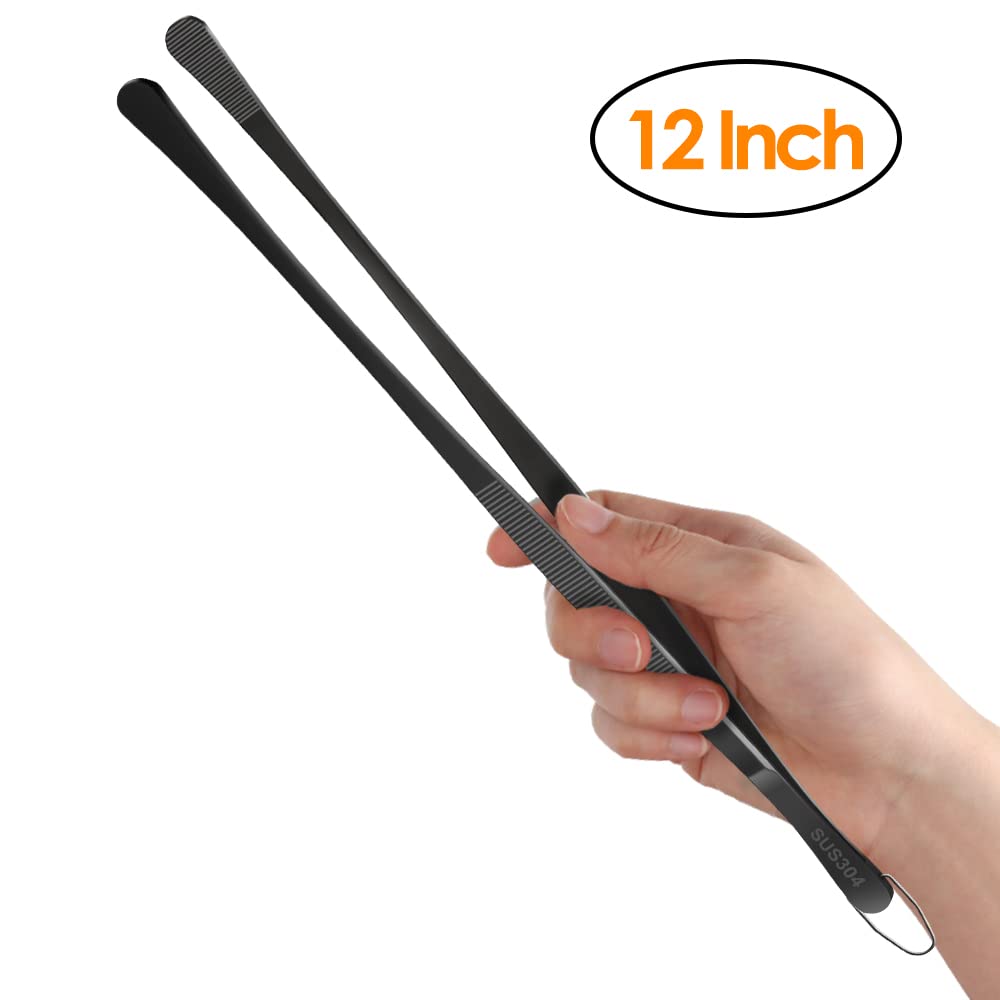 Gutsdoor Kitchen Tweezer Tongs 12-Inch Cooking Tweezers Stainless Steel, Food Tongs Chef Tweezers For Cooking, Pasta, Bbq, Bakin