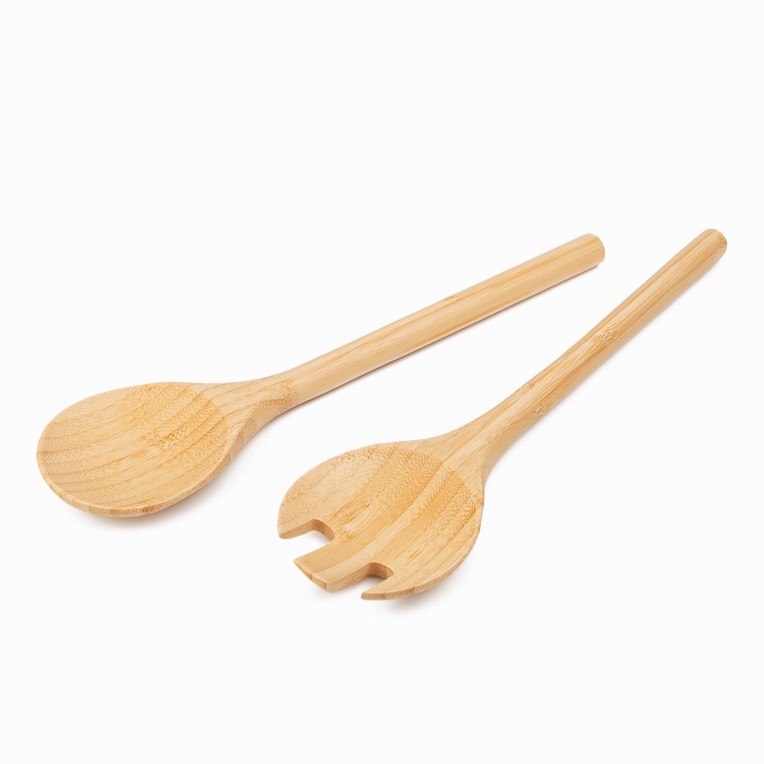 Naturoom Acacia Wood Salad Servers, 10-Inch Wooden Utensils For Cooking And Kitchen - Set Of 2