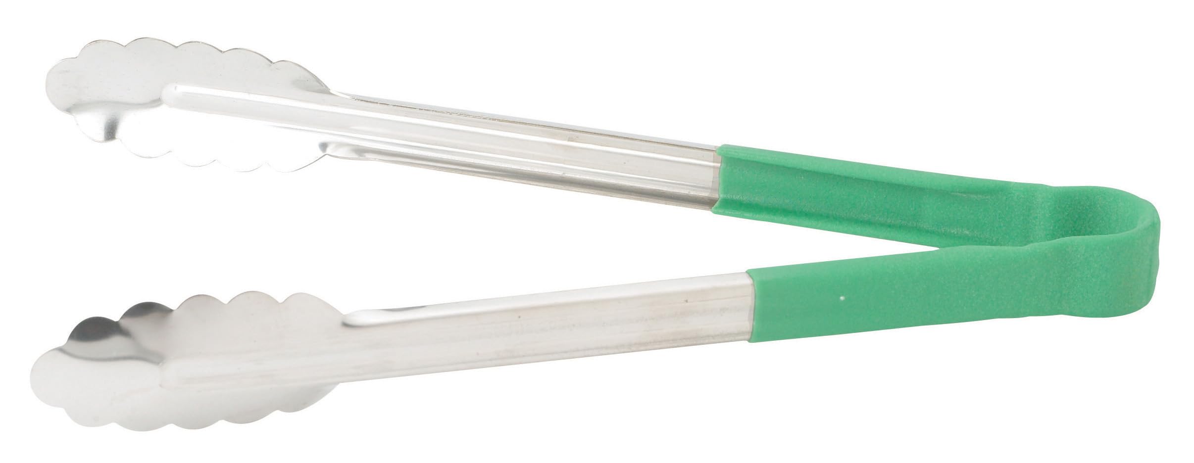 Winco  12-Inch Utility Tong with Green Non-Slip Grip  Stainless Steel