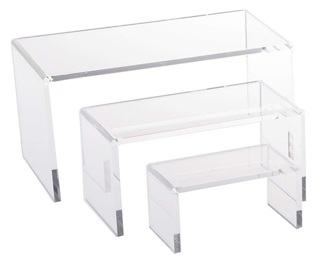 Tripar Set Of 3 Medium Low Profile Clear Acrylic Riser For Photos, & A ...