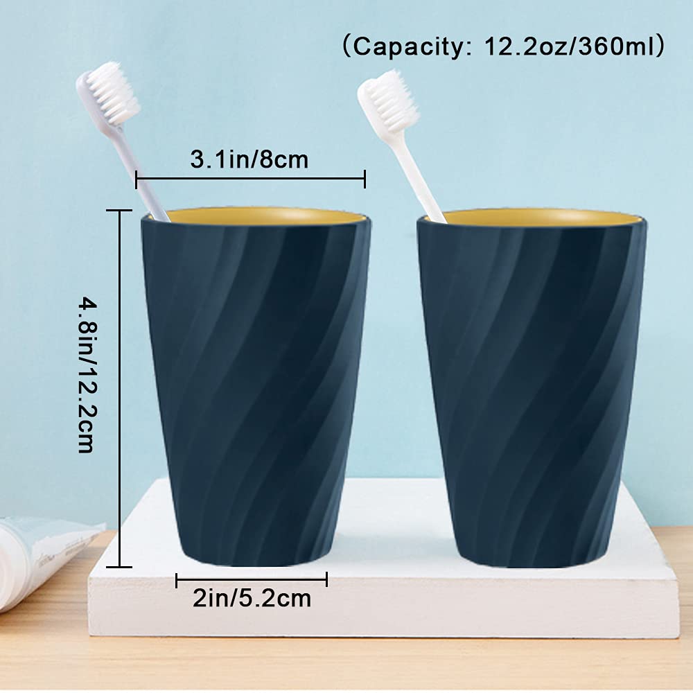 2Pack Unbreakable Toothbrush Cup Bathroom Tumbler, Soft And Durable, Bathroom Cup Toothbrush Tumbler Toothbrush Holder (Dark Blu