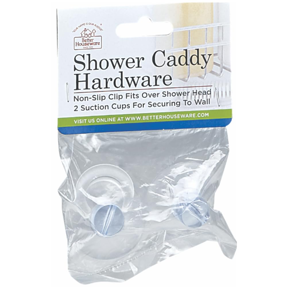 Better Houseware Shower Caddy Connectors Suction Cups - Professional Strength Large Suction Cups for Bathroom - 2-Piece Set - Easy to Attach & Transparent - Multipurpose Design