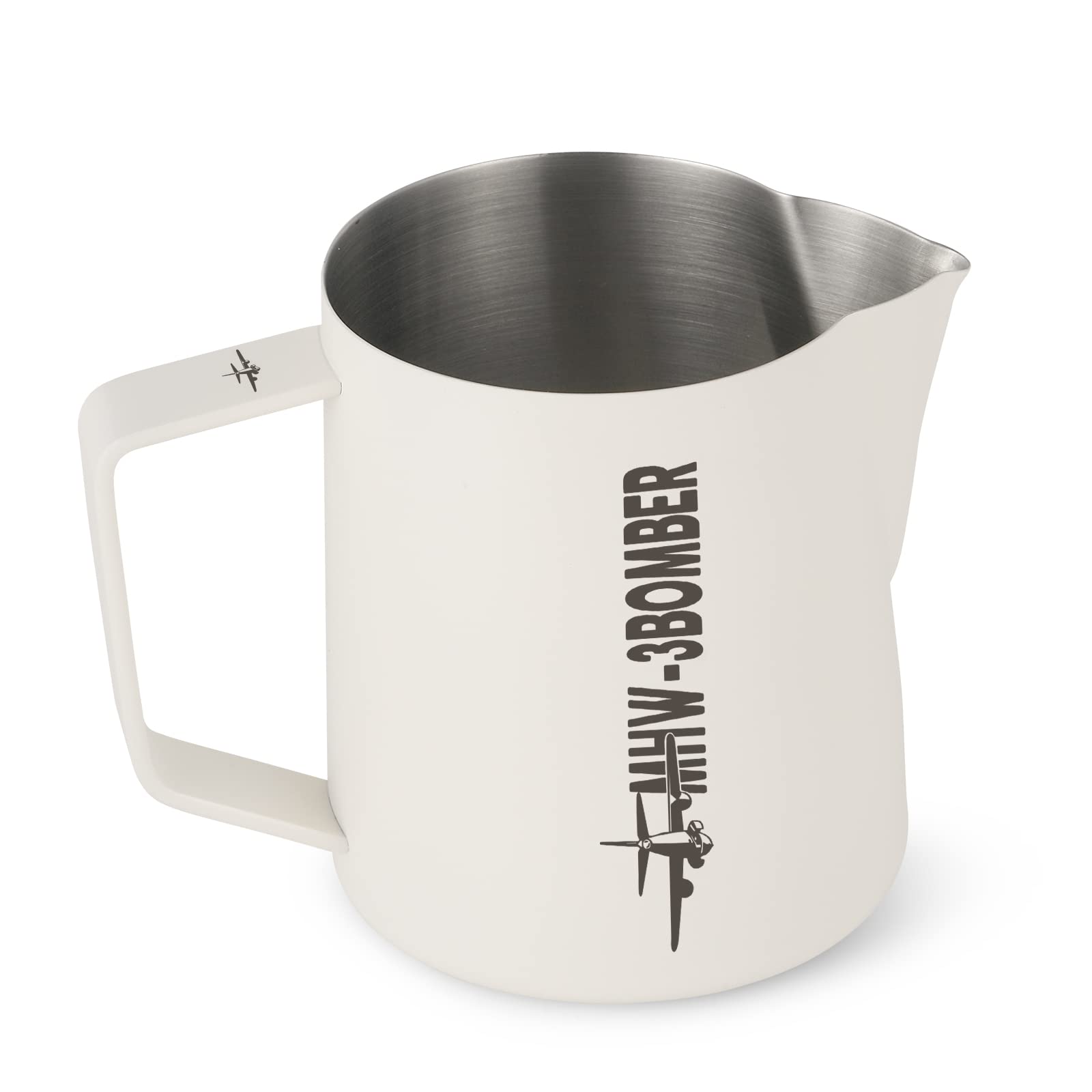 Mhw-3Bomber Latte Art Pitcher Stainless Steel Milk Frothing Pitcher Steamed Espresso Cup Barista Pitcher (Cream White, 16.9Oz/50