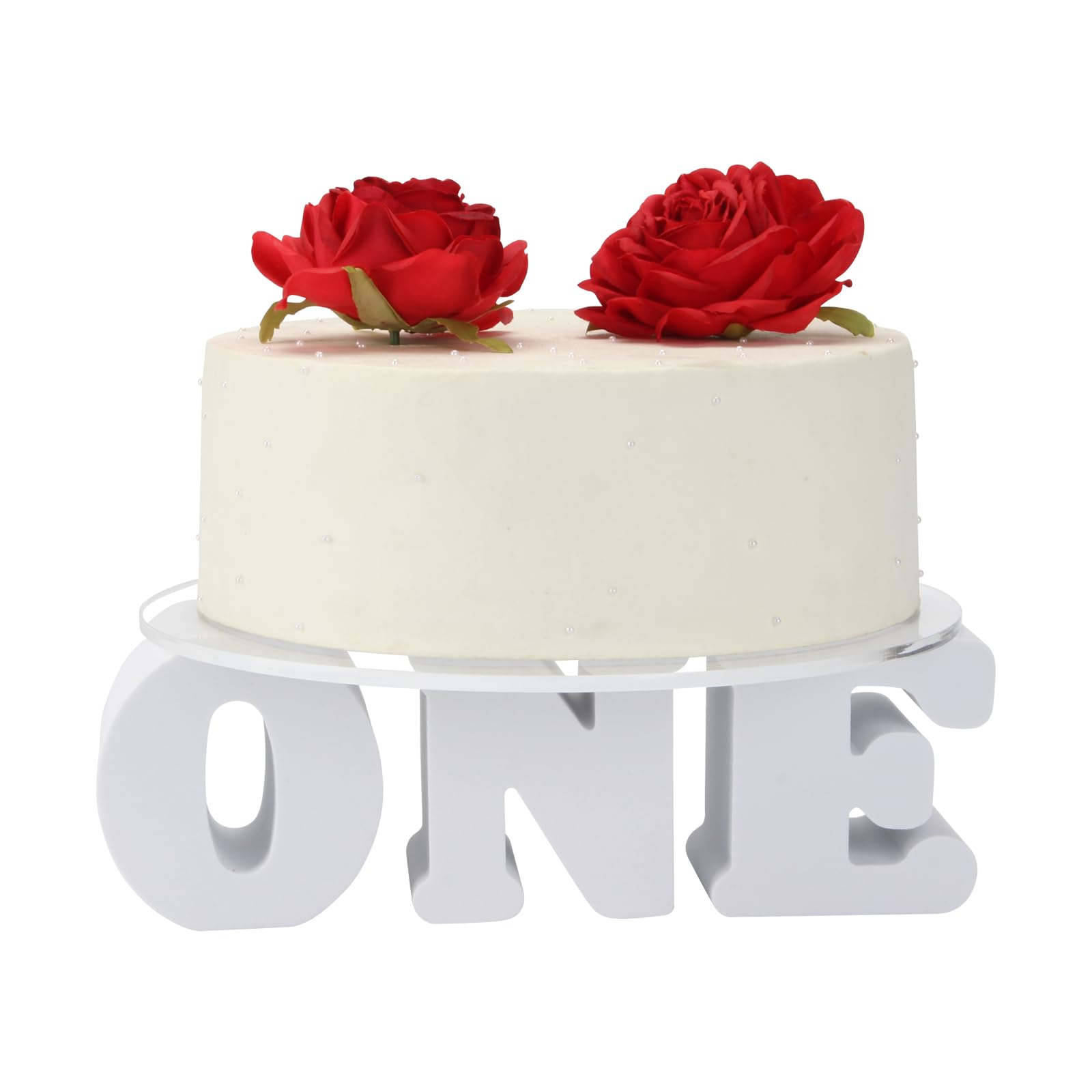 12 inch One Letters Round Cake Stand, Dessert Cupcake Display Tray for Anniversary, 1st Birthday Baby Shower Cupcake Display, Ro