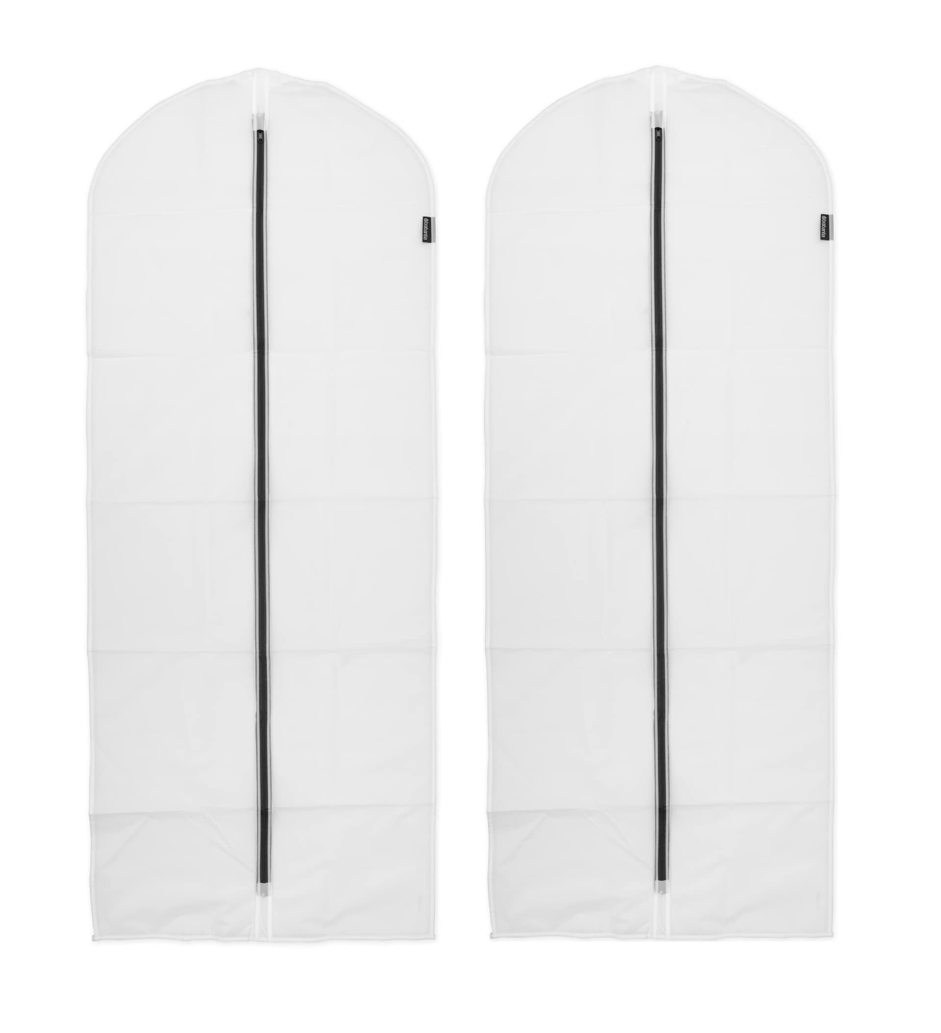 Brabantia 2 Pack X-Large Clear Hanging Clothes Protector Bags (White) Garment Covers For Closet Storage, Fits Long Coats Dresses