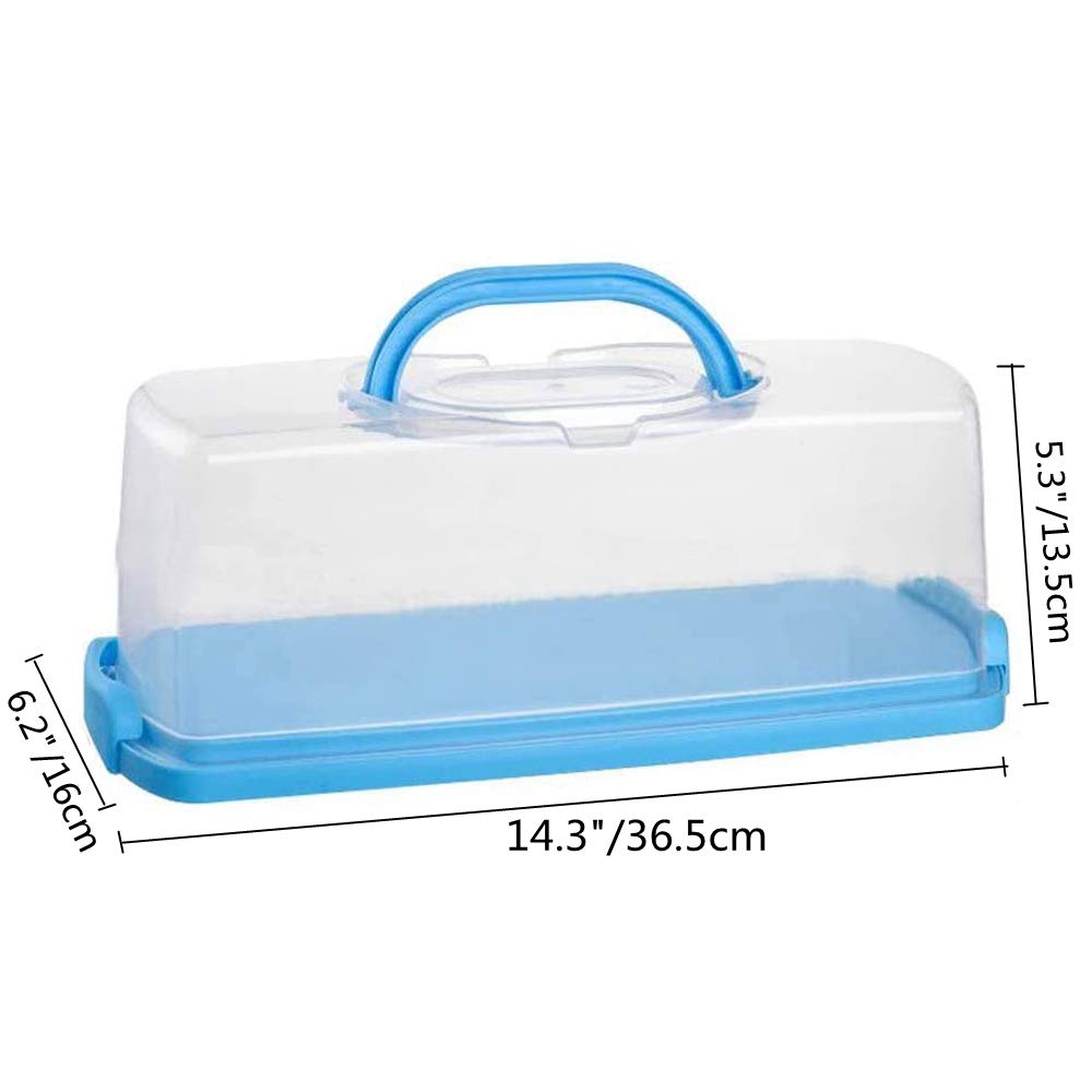 Cheeren 2 Pack Plastic Loaf Cake Storage Container, Bread Keeper For Carrying And Storing Banana Bread, Pumpkin Bread (Blue)