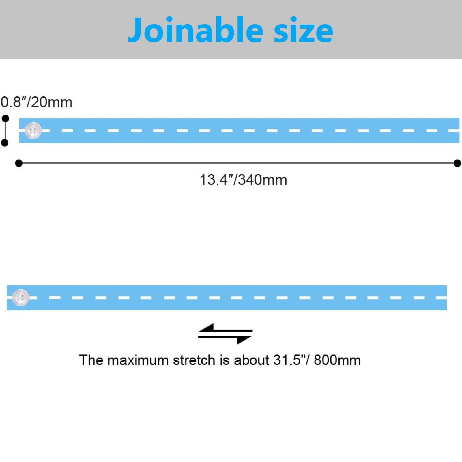 20Pcs Elastic Band With Buttonholes, Stretchable Connectable, Roll-Up Clothes Storage Band, Adjustable Clothing Storage Strap Wi