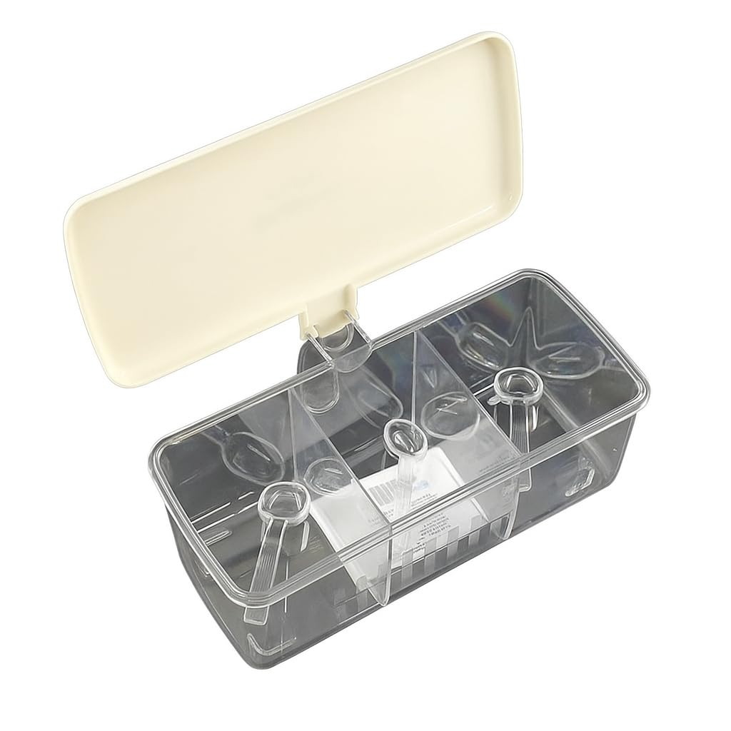 Onions Plastic Seasoning Box With 3 Compartments & Spoons, Airtight Lid, Transparent Spice Container, Kitchen Organizer 1 Pc Mul