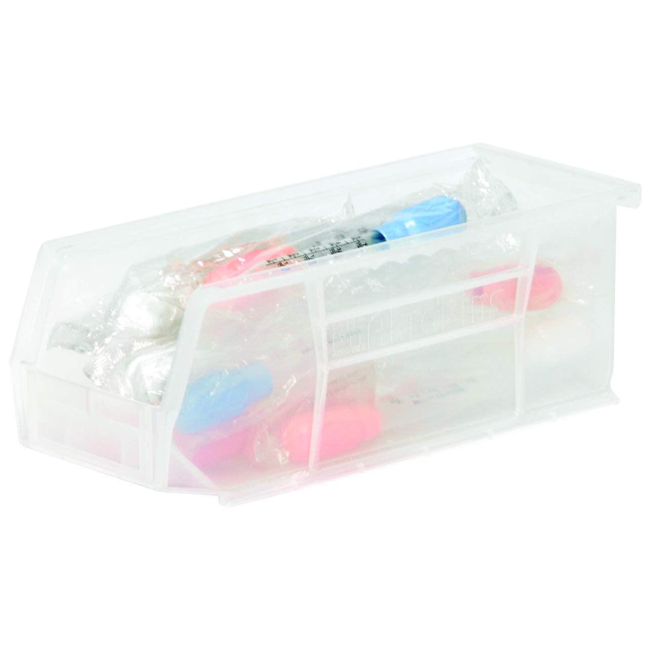 Akro-Mils 30224 Akrobins Plastic Hanging Stackable Storage Organizer Bin, 11-Inch X 4-Inch X 4-Inch, Clear, 12-Pack