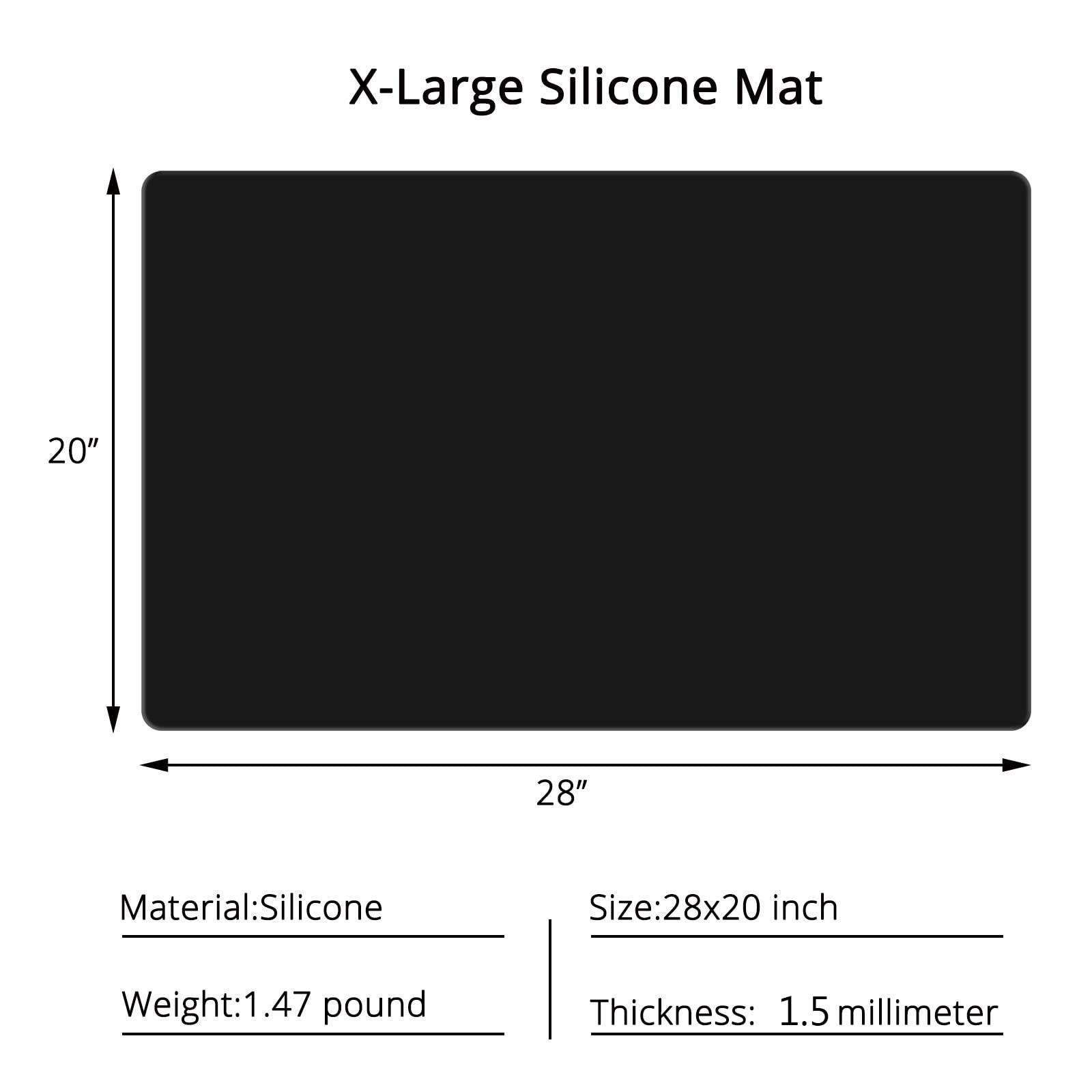 Gartful Silicone Mats For Countertop - Thicker, 28'' By 20'' Extra Large Multipurpose Mat, Counter Table Protector, Desk Saver P