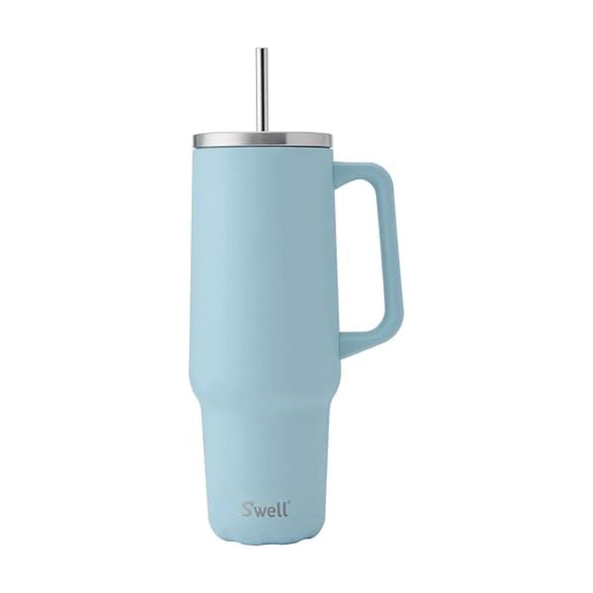 Swell Recycled Stainless Steel Tumbler XL with Straw and Handle, 40oz, Powder Blue, Triple Layered Vacuum Insulated Container K