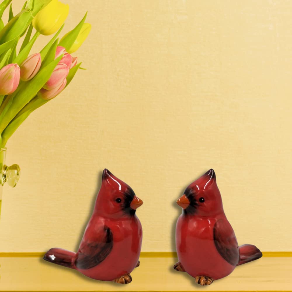 Comfy Hour Farmhouse Collection 2.4'' Two Red Feather Cardinals Salt and Pepper Bottle Dolomite Figurine  Set of 2