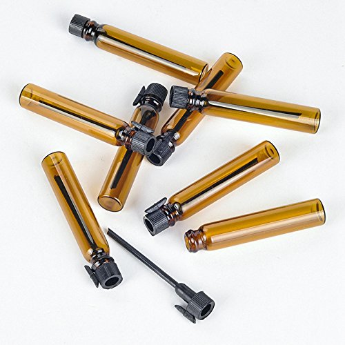 Enslz Amber Glass Mini Perfume Sample Bottle 100 Pcs Vials Refillable Empty Travel Cosmetic Liquid Oil Fragrance Packing Bottles